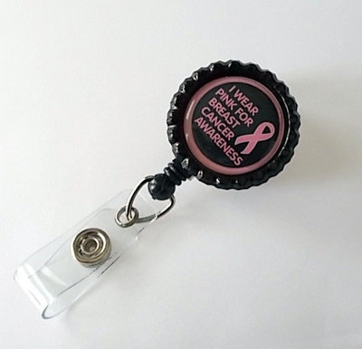Breast cancer awareness - cute id badge reel - name badge holder - oncology badge reel - nurse badge holder - nursing badge clip