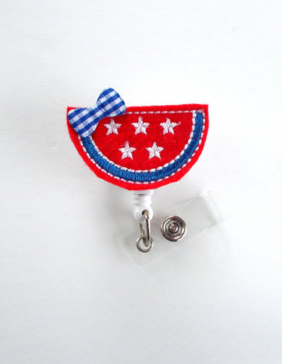 Patriotic watermelon - cute badge holder - nurses badge holder - nursing badge holder - cute badge reel - rn badge reel - nurse