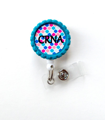 Crna - id badge reel - name tag badge - nurse anesthetist badge - certified nurse anesthetist badge clip - cute badge reel - crna gift