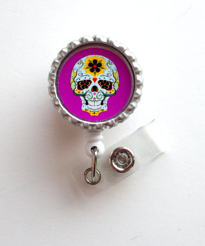 Skeleton purple - nursing badge holder - labor and delivery badge reel - nurse name badge -teacher badge