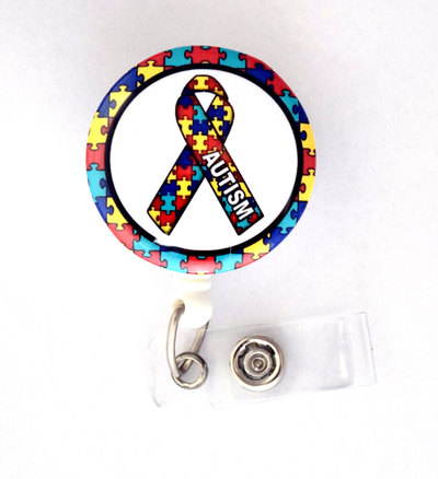 Autism awareness ribbon 1.5" - id badge holder - id badge reel - autism badge reel - nursing badge - teacher badge reel - medical badge - rn