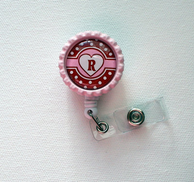 Bottle cap id badge reel - personalized badge holder - cute id badge reel - rn badge - badges