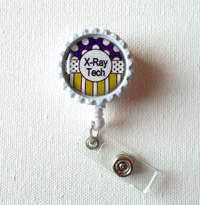 X-ray tech - id badge holder - id badge reel - name tag badge - badge reel - xray badge clip - cute badge reel - name badge holder