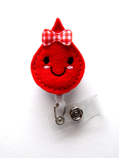 Betty blood drop - retractable badge reel - name badge holder - cute badge reel - badge reels - lab technician badge - hospital badges
