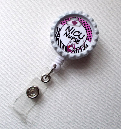 Nicu nurse - id badge holder - badge reel - name badge holder - nurse id badge clip - retractable nursing badge reel