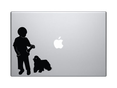 Kids and Pets - Boy and Dog Playing Version 1 - Playground - Vinyl Decal For Laptops, Macbook, Tablets and Cars