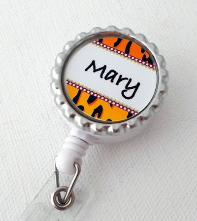 Personalized id badge reel - rn badge holder - bottle cap badge clip - nursing badge holder - nurse gift