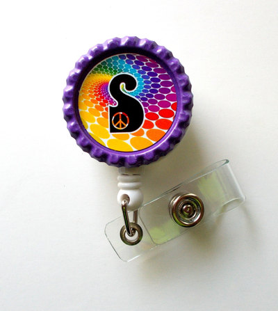 Groovy personalized rainbow - name badge holder - cute badge reels - id badge holder - id badge reel - nurse id badge clip