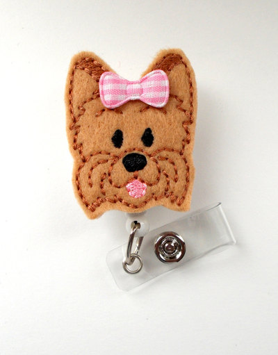 Yorkie - name badge holder - cute badge reels - vet badge - pediatric badge clip - nursing badge - teacher badge - dog badge