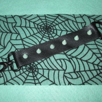 Black Leather Bracelet with Mint Green Spikes - Thumbnail 2