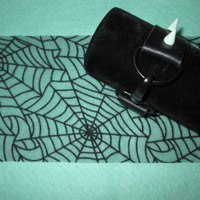 Black Leather Bracelet with Mint Green Spikes - Thumbnail 3