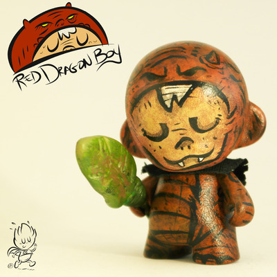 Red Dragon Boy custom 2.5" Munny with Leaf wand