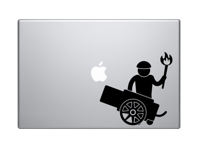 Medieval Stickman #5 - Cannon Gunner Torch Man - Vinyl Decal For Laptops, Macbook, Tablets and Cars
