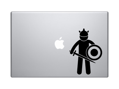 Medieval Stickman #7 - Knight Sword and Round Shield - Vinyl Decal For Laptops, Macbook, Tablets and Cars