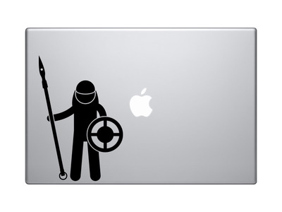 Medieval Stickman #8 - Javelin Thrower and Round Shield - Vinyl Decal For Laptops, Macbook, Tablets and Cars