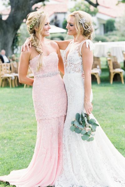 lace bridesmaid dress, pink bridesmaid dress, long bridesmaid dress, elegant bridesmaid dress, lace prom dress, E090