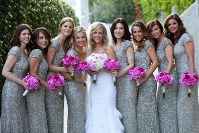 Gorgeous Bridesmaid Dress, sequined bridesmaid dress, sliver Bridesmaid Dress, pretty Bridesmaid Dress, cap sleeve Bridesmaid Dress, BDS00059