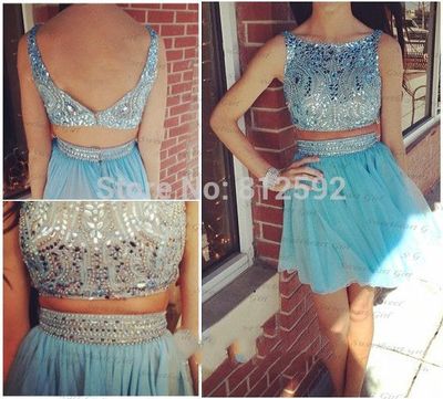 Sexy prom dress,Two Pieces prom dress, High Neck prom dress,Open Back prom dress,Short Homecoming Dresses,BDS00132