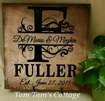 Personalized Last Name tile w/ attached easel 12x12