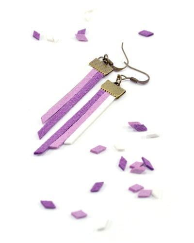 Fringe Earrings in Purple Ombre - Vegan Suede