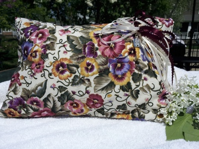 Lullaby Dream Sleep Pillow in "Wine and pansys