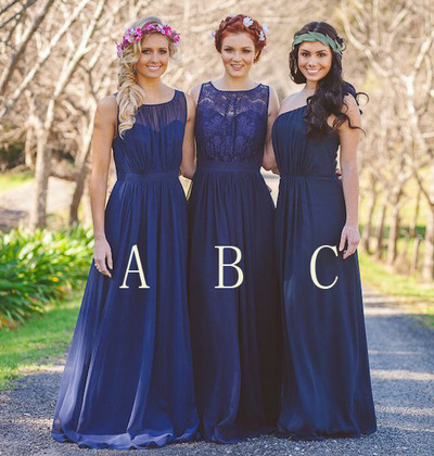 Long bridesmaid dress, royal blue bridesmaid dress, mismatched bridesmaid dress, lace bridesmaid dress, formal bridesmaid dress, PD15470