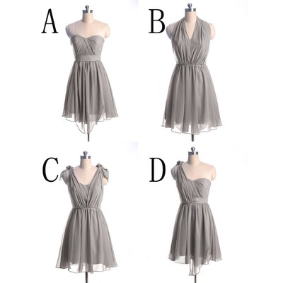 short bridesmaid dress, convertible bridesmaid dress, chiffon bridesmaid dress, cheap bridesmaid dress, gray bridesmaid dresses, BD14525
