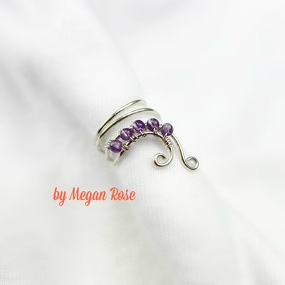 Ear Cuff with Amethyst - Half Swirl
