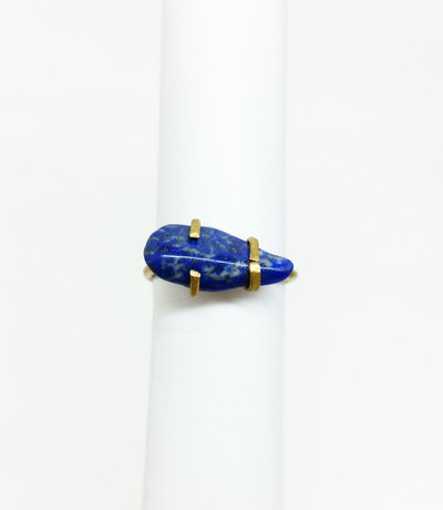 Lapis Lazuli Brass Ring Size 6.5