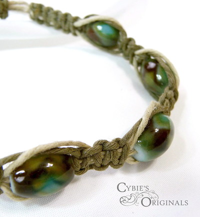 Beaded Hemp Bracelets - Green Tones