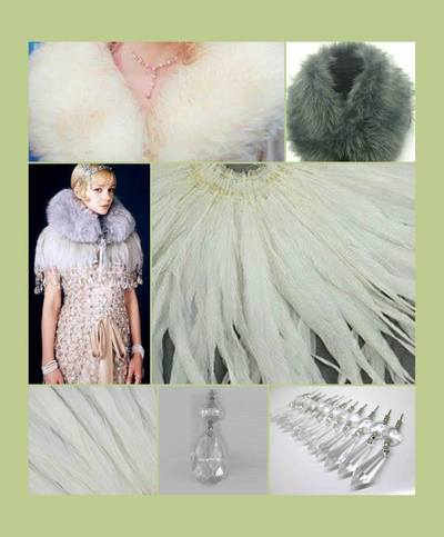Daisy's Fur Collar and Feather Capelet, The Great Gatsby, vintage 1920's style, Custom