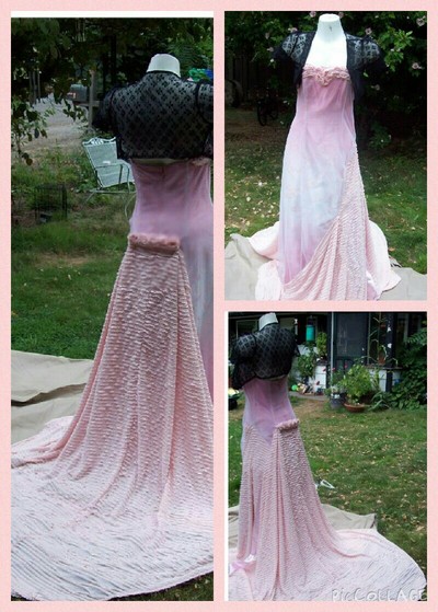 Cascading Ruffles and Roses Wedding Gown with Lace Shrug Custom Color and Size Faeryspell Creations