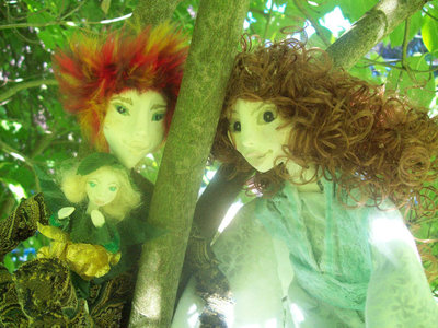 Peter, Tink and Wendy Handcrafted OOAK Fairy Art Dolls-Set of Three Dolls
