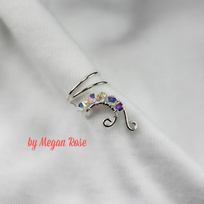 Silver Swirl Ear Cuff with Swarovski Crystals