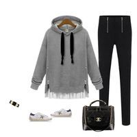 Loose Large Size Long-Sleeved Hooded Sweater Coat  111205 - Thumbnail 2