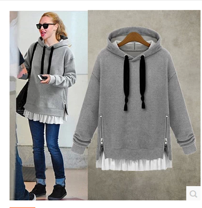 Loose Large Size Long-Sleeved Hooded Sweater Coat  111205