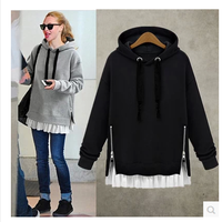 Loose Large Size Long-Sleeved Hooded Sweater Coat  111205 - Thumbnail 4