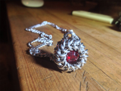 Jelly Donut - Crystal/gemstone Chainmaille Pendant