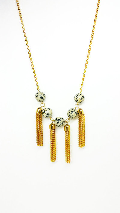 Dalmation Jasper Tassel Necklace : The Cleopatra Necklace