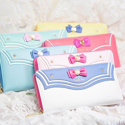 Cartoon sweet bowknot sailor zipper wallet