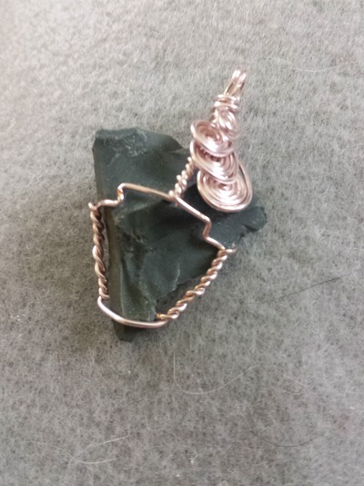 Wire Wrapped Stone Arrowhead Pendant