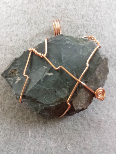 Wire Wrapped Bifacial Spear Point Pendant