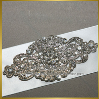 Vintage Dress Crystal Rhinestone Bridal Wedding Hair Buckle Sash Brooch Pin - Thumbnail 2