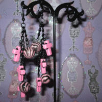 Pink and Black Zebra and Cross Earrings - Thumbnail 3