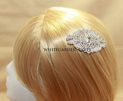 Vintage Style Rhombus Rhinestone Wedding Bridal Tiara Bride Hair Comb 3"