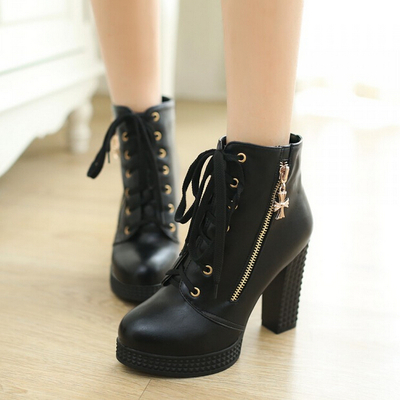 Fashion high heels martin boots - Thumbnail 4