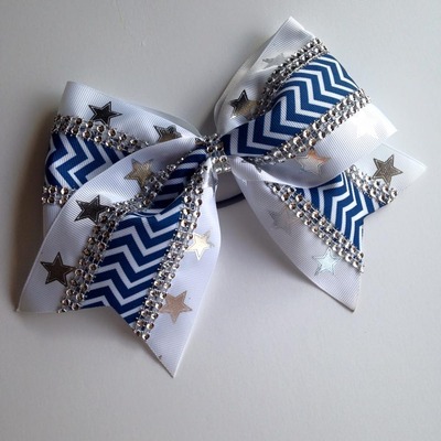 Navy Chevron, White with Silver Stars, and Rhinestones