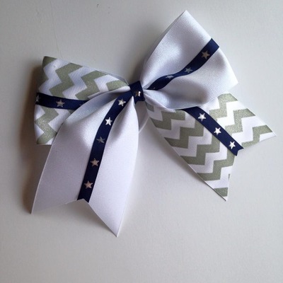 Silver Chevron/Glitter White with Navy/Silver Stars