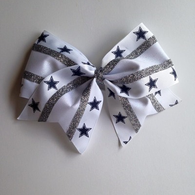 All White with Navy Stars and Silver Glitter