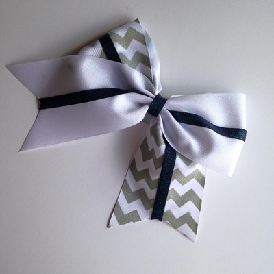 Silver Chevron and White Glitter with Navy